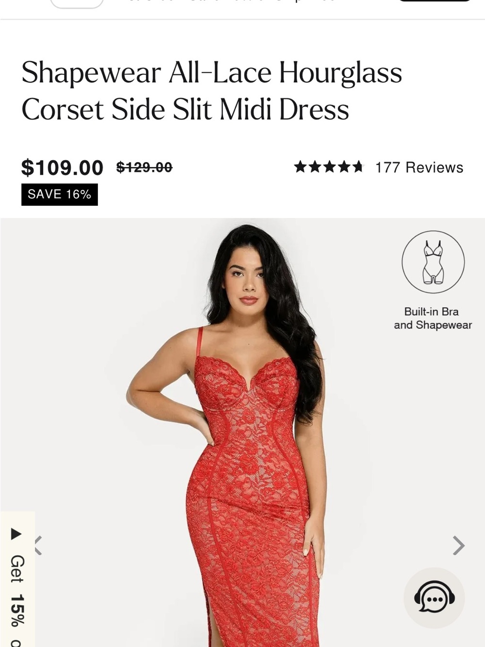 All-Lace Corset-Style Midi Dress in Red